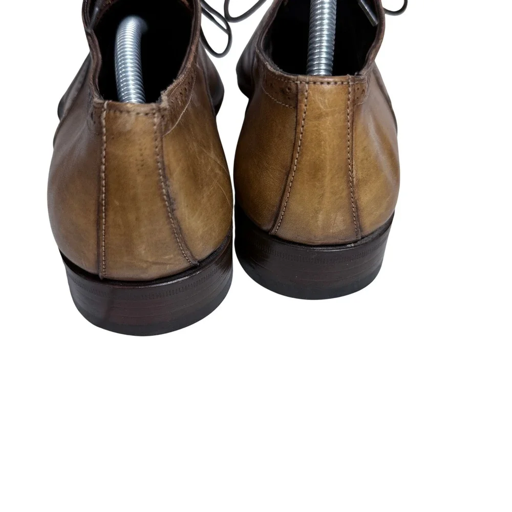 Antonio Maurizi Wingtip Oxford Mens 42 Brown Leather Brogue Chisel Toe Italy